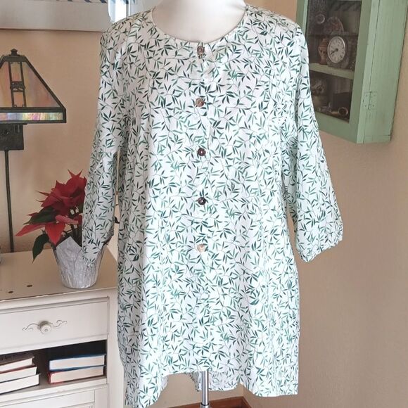 NEW Citron Blue Linen Blend Top - Picture 1 of 11